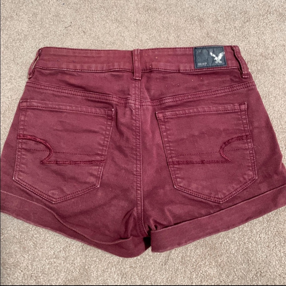 American Eagle Hi Rise Maroon Jean Short - Picture 2 of 6